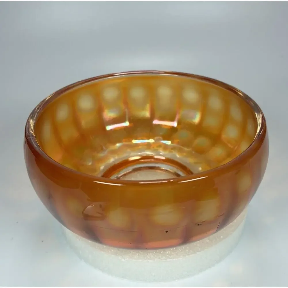 Imperial Glass CHESTERFIELD Line 600 Carnival Marigold Rose Nut Bowl Panelled